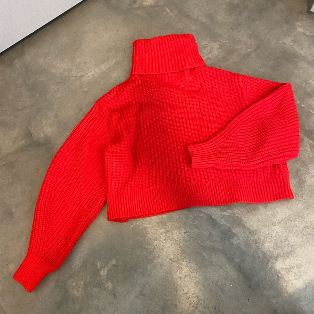 Bright red cropped sweater